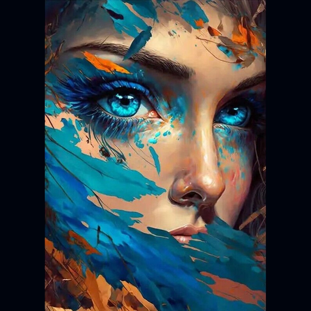 Stunning Abstract Color Splash Blue Eyed Female Canvas Print NEW! 12 in x 16 in Home & Garden:Home Décor:Posters & Prints Style Your Walls